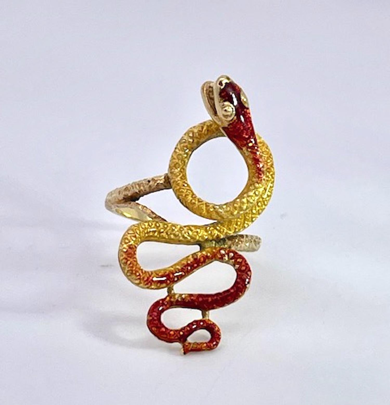 18 Karat Emaille-Schlangenring, Florenz 1961 im Angebot 7