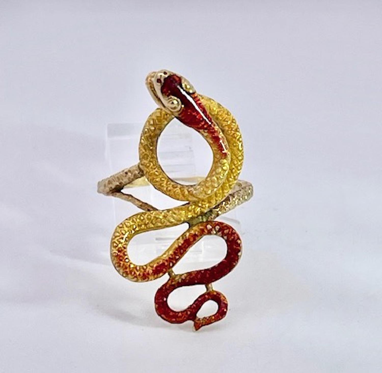 18 Karat Emaille-Schlangenring, Florenz 1961 (Kunsthandwerker*in) im Angebot