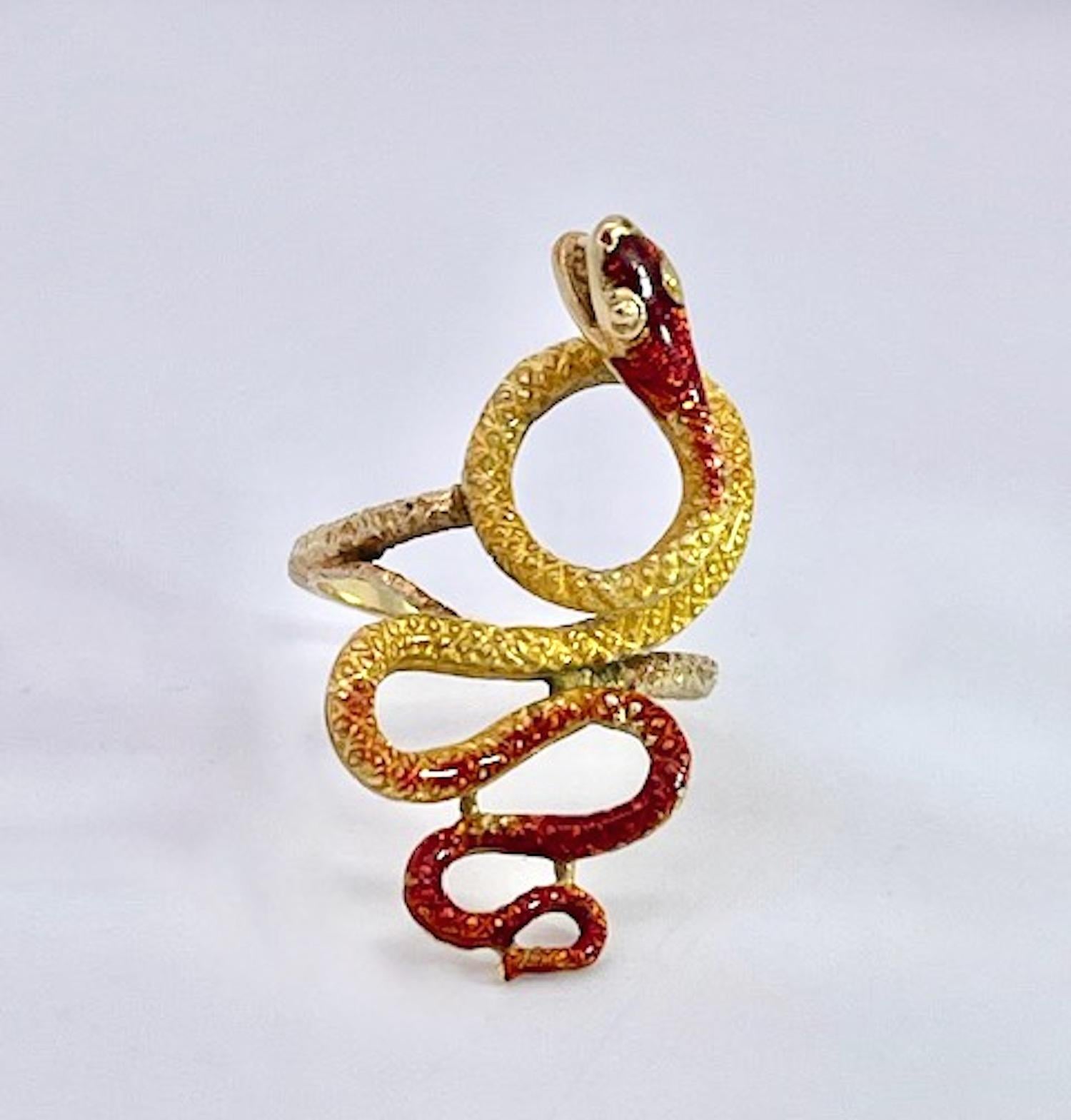 18 Karat Emaille-Schlangenring, Florenz 1961 Damen im Angebot