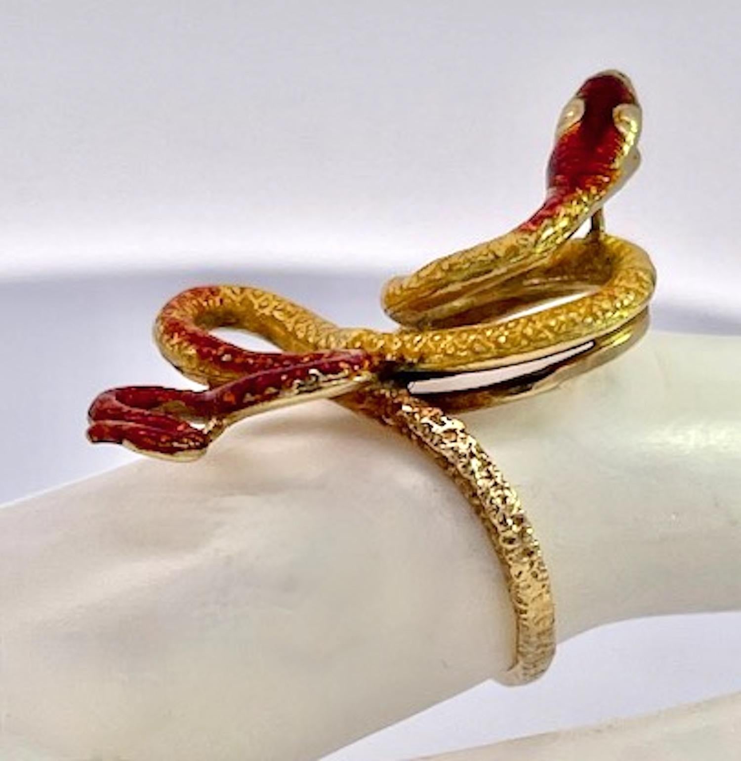 18 Karat Emaille-Schlangenring, Florenz 1961 im Angebot 1