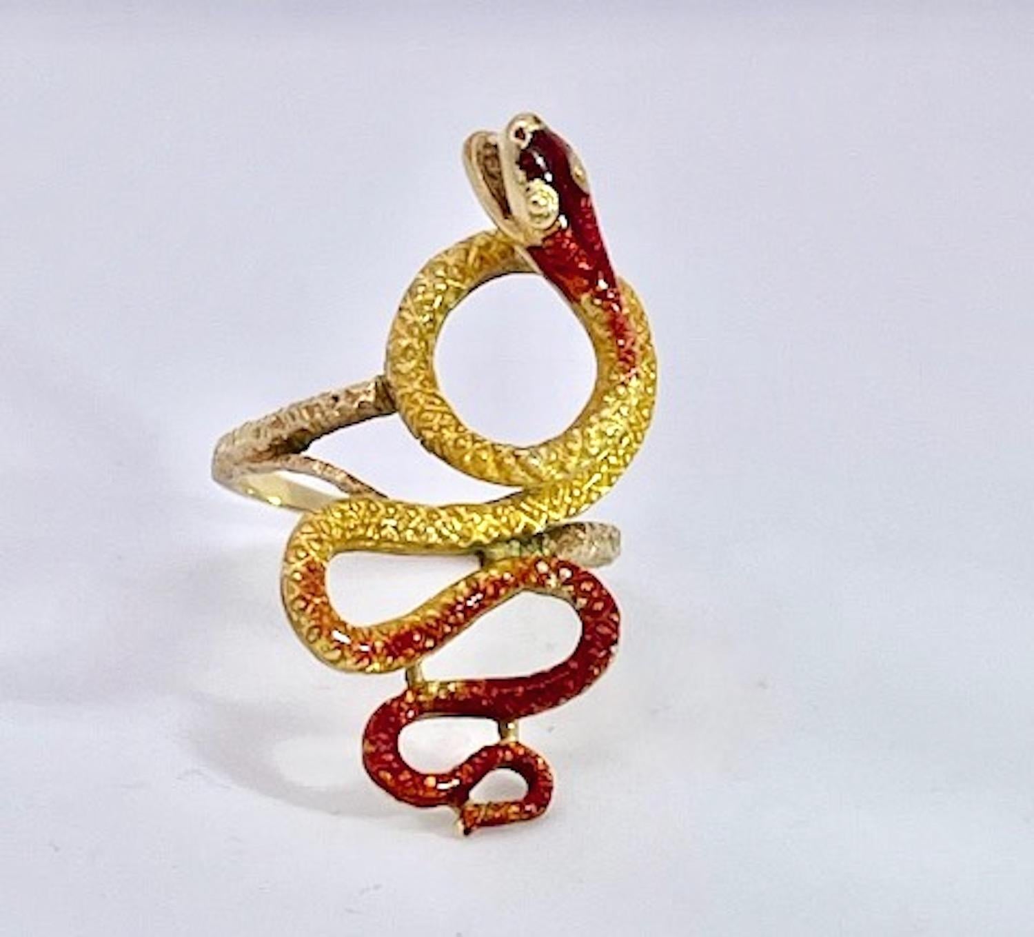 18 Karat Emaille-Schlangenring, Florenz 1961 im Angebot 2