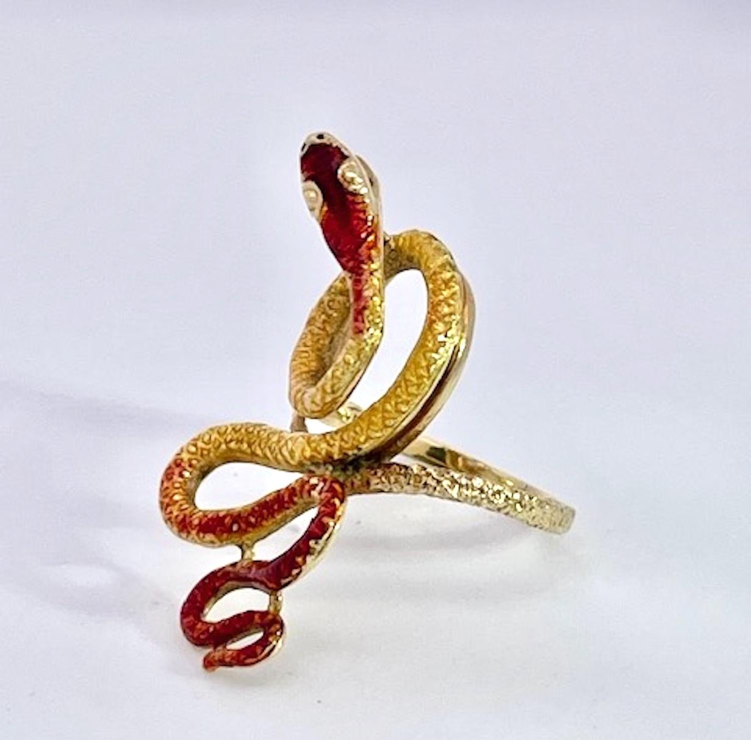 18 Karat Emaille-Schlangenring, Florenz 1961 im Angebot 3
