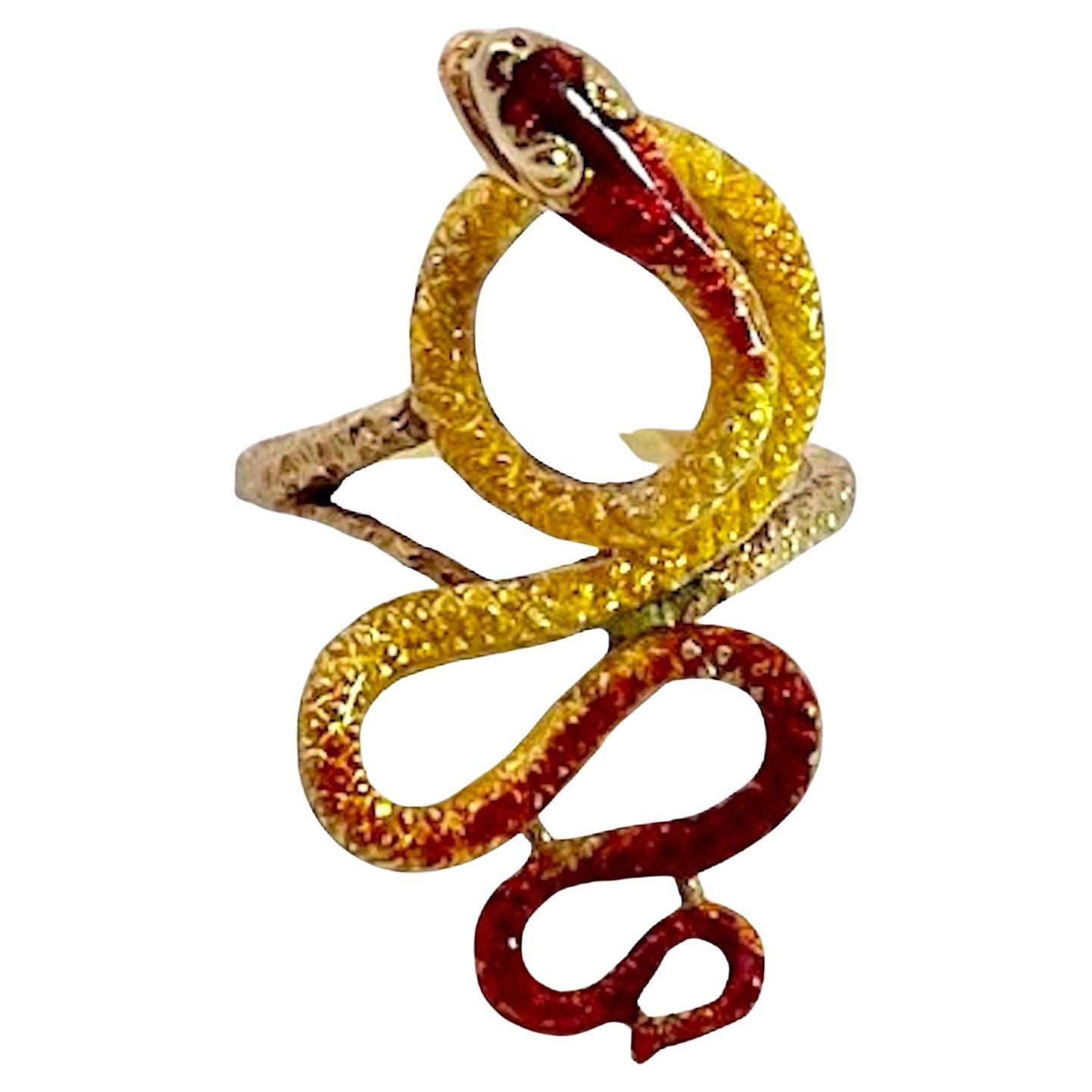 18K Enamel Snake Ring, Florence 1961