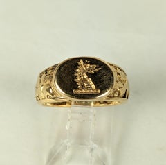 18K English Dragon Signet Ring