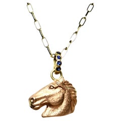 18k Enhancer, Rose Gold Horse Head, sapphire bail