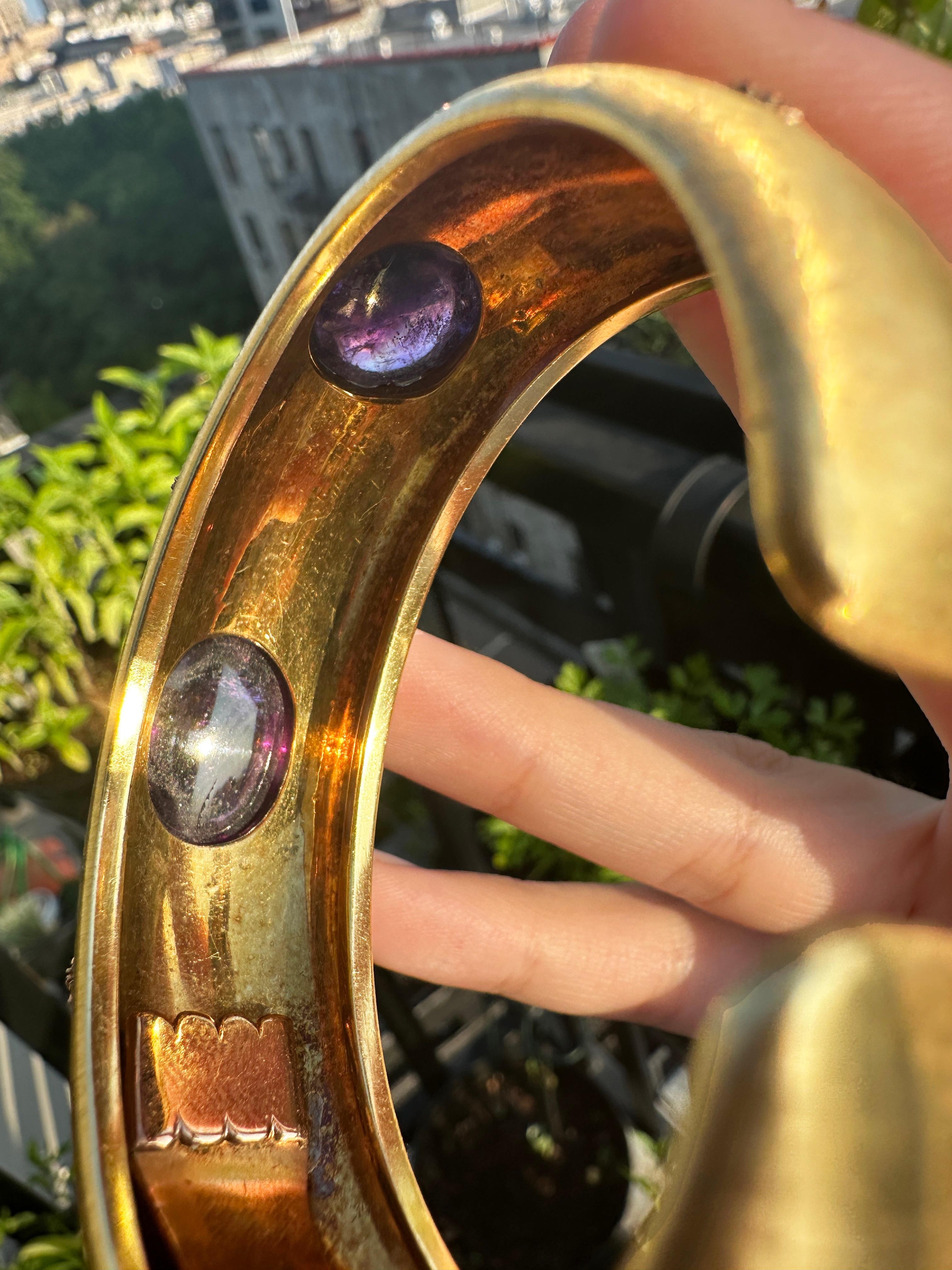 18k Estate Buccellati Bold Oval Cabochon Amethyst Cuff 11