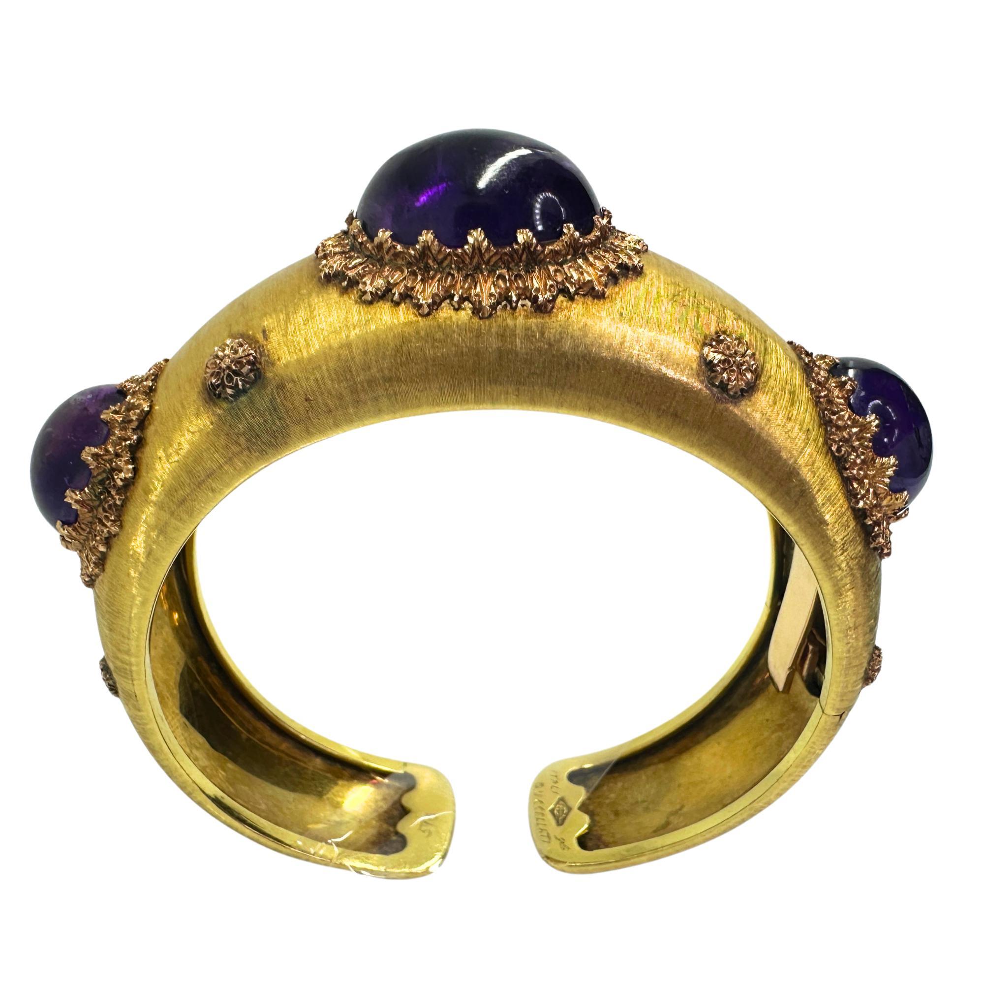 Women's 18k Estate Buccellati Bold Oval Cabochon Amethyst Cuff