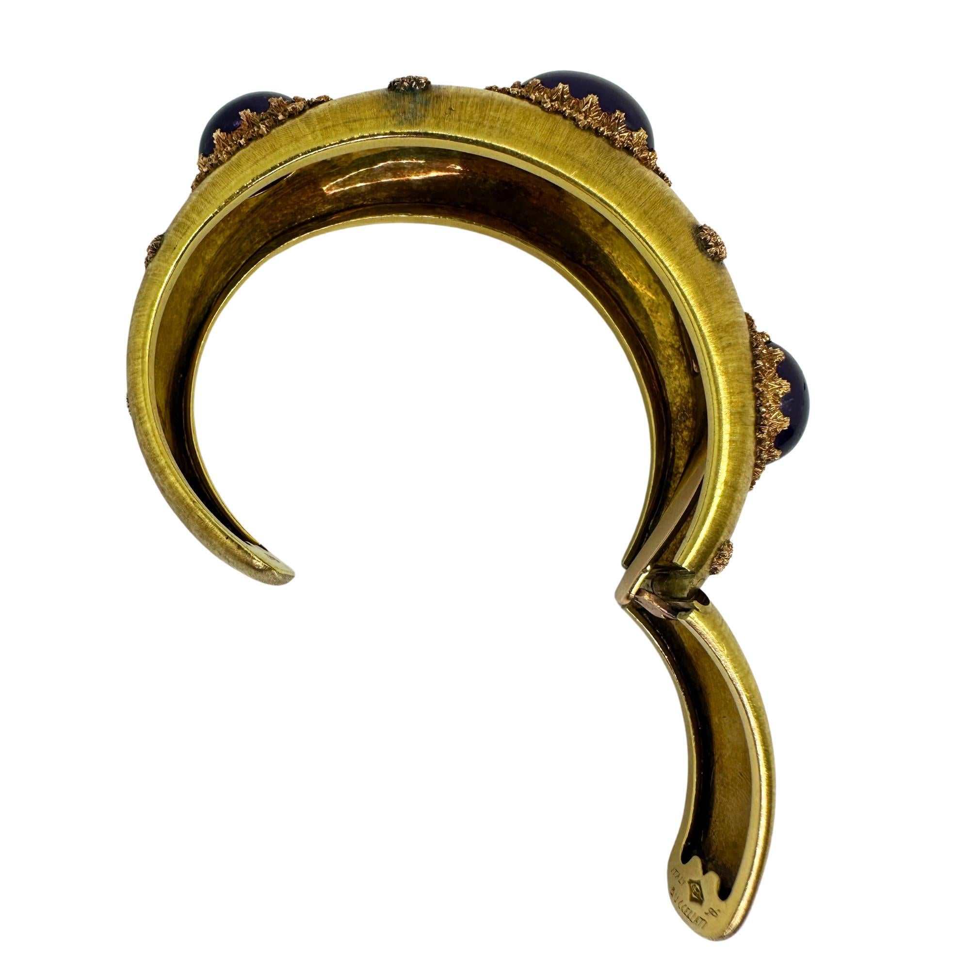 18k Estate Buccellati Bold Oval Cabochon Amethyst Cuff 3