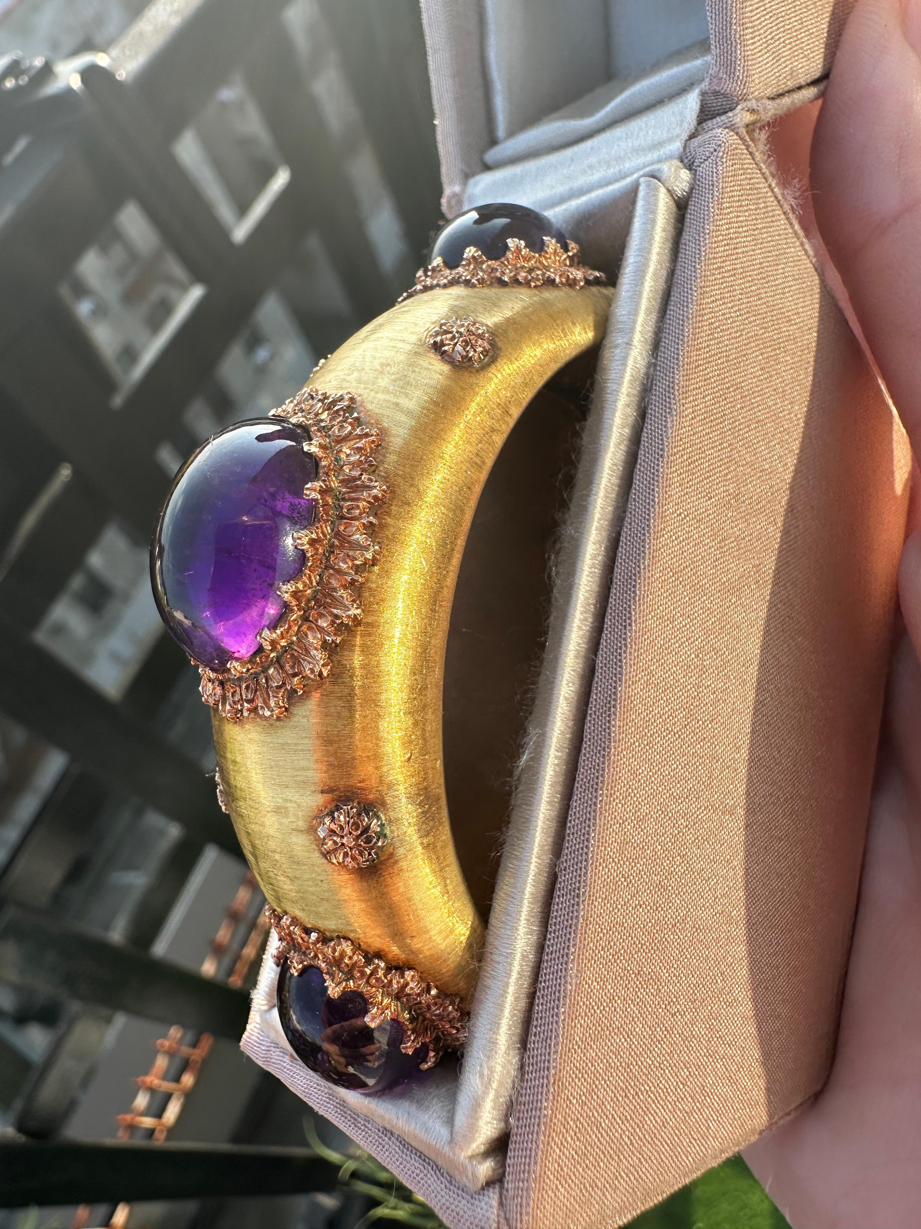 18k Estate Buccellati Bold Oval Cabochon Amethyst Cuff 5