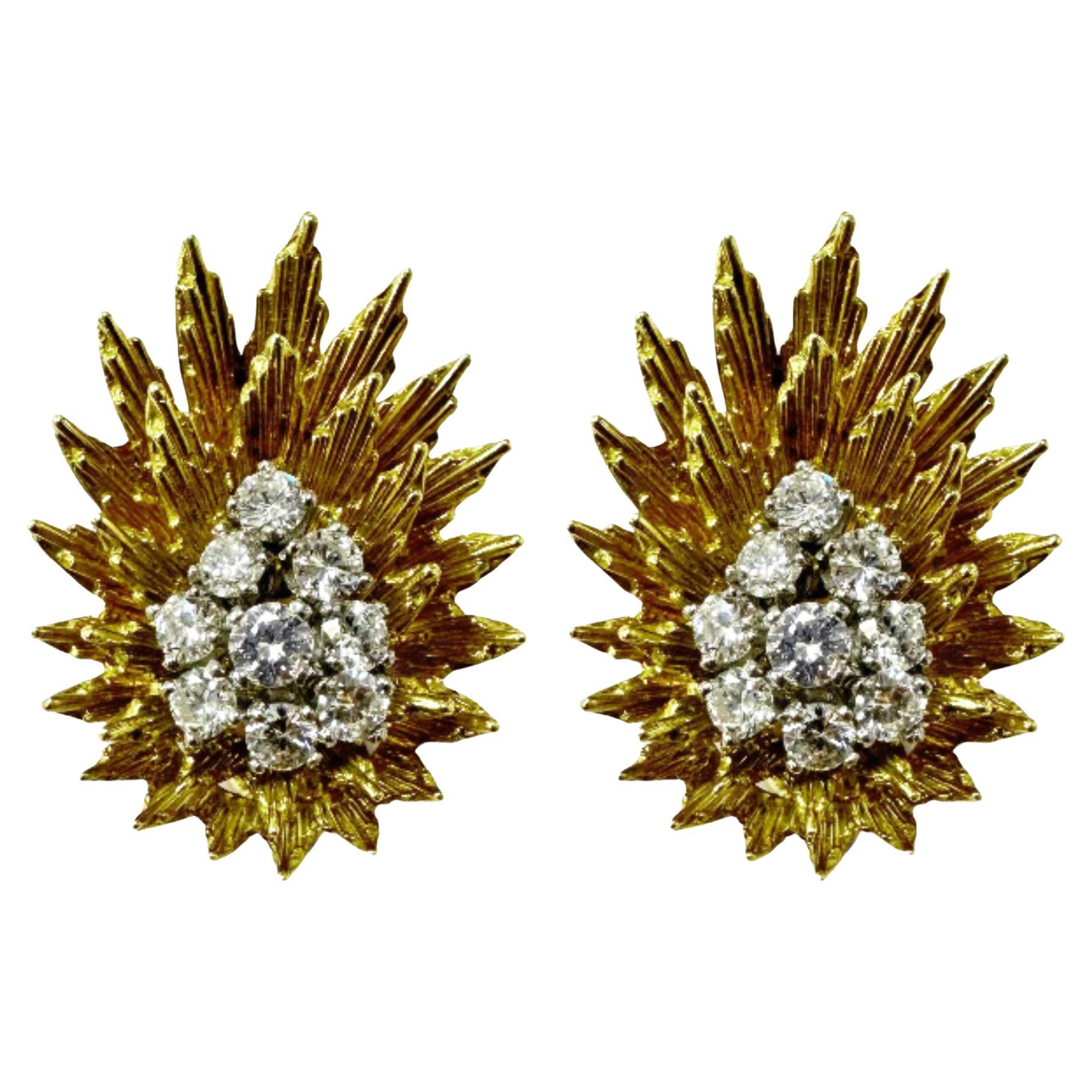 18k Estate Diamant-Ohrringe Signed Yard im Angebot