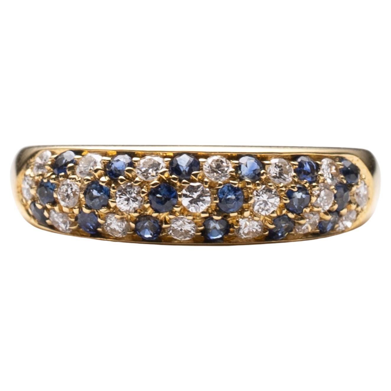 18-Karat-Ring aus Secondhand-Gold mit Diamanten und Saphiren im Angebot