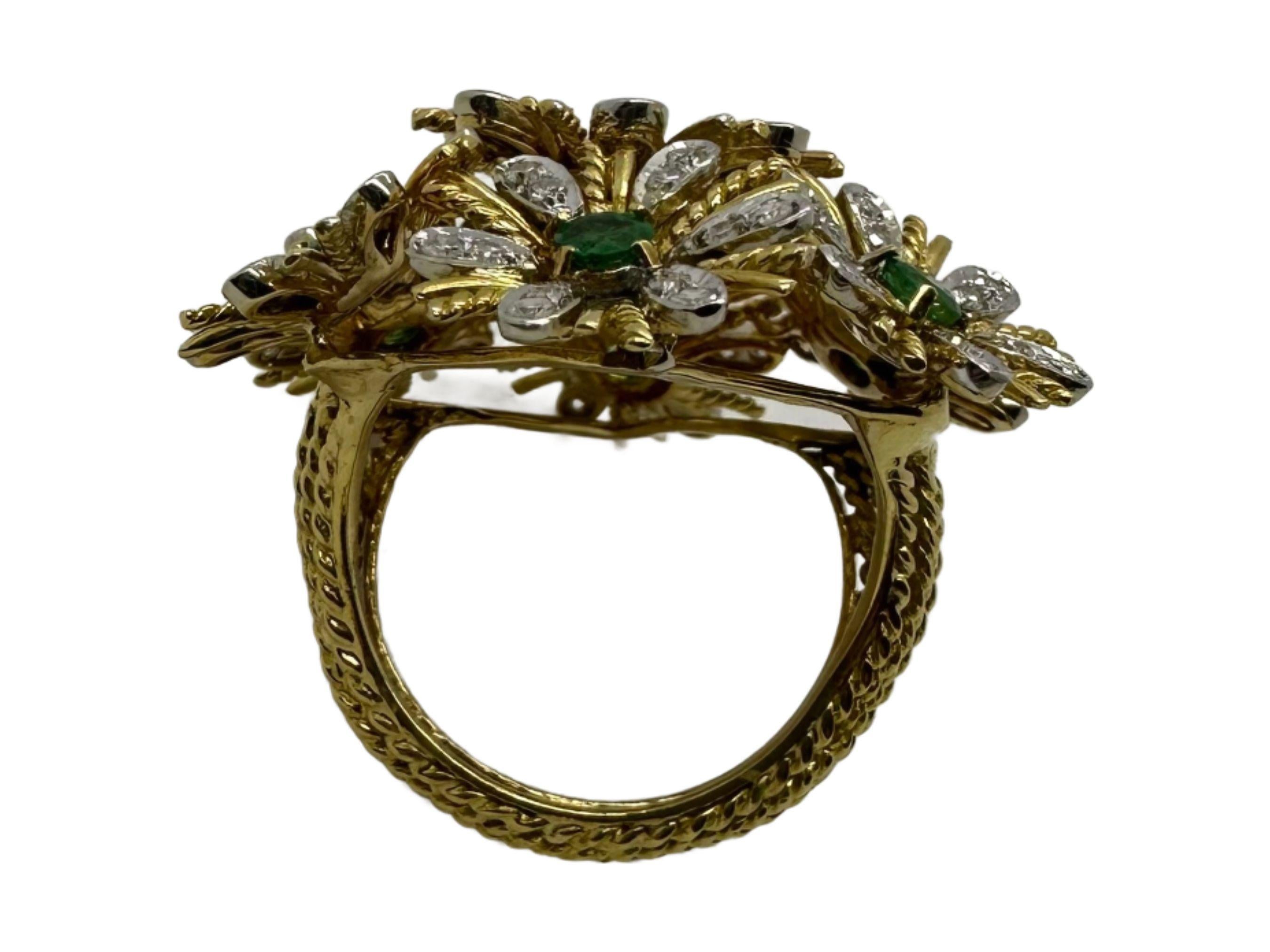 Indulge in the opulence of this exquisite Estate Multi-Flower Cocktail Ring, a true statement piece that marries elegance with vintage allure. In very good vintage condition, the ring exhibits minor surface wear consistent with its rich