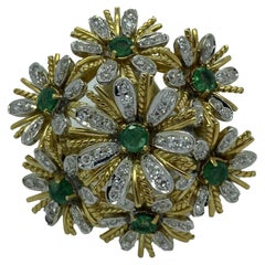 18k Estate Multi-Flower, Diamond and Colombian Emerald Cocktail Ring