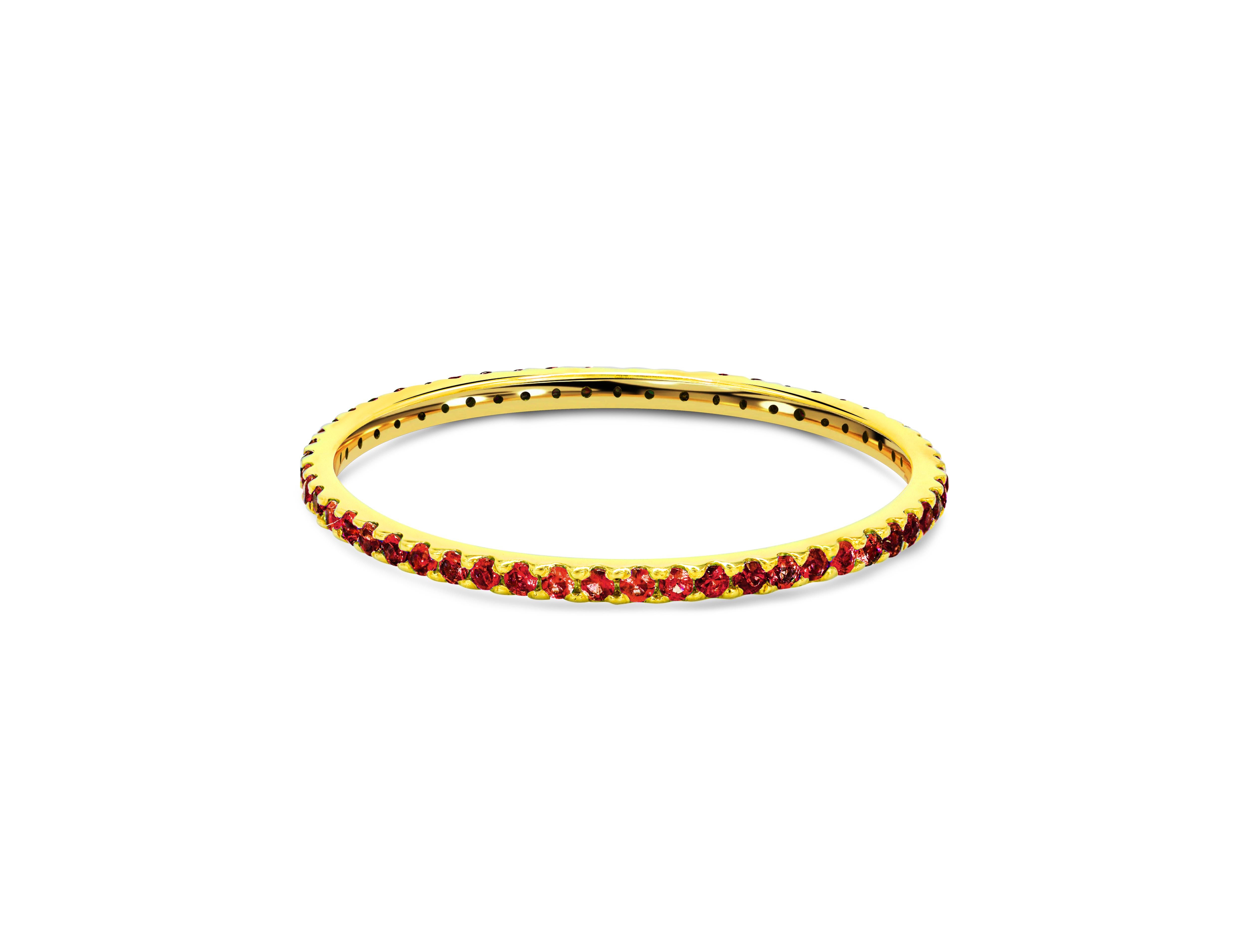 For Sale:  18K Eternity Ring Natural Ruby Full Eternity Band Ring Stacking Everyday Ring 2
