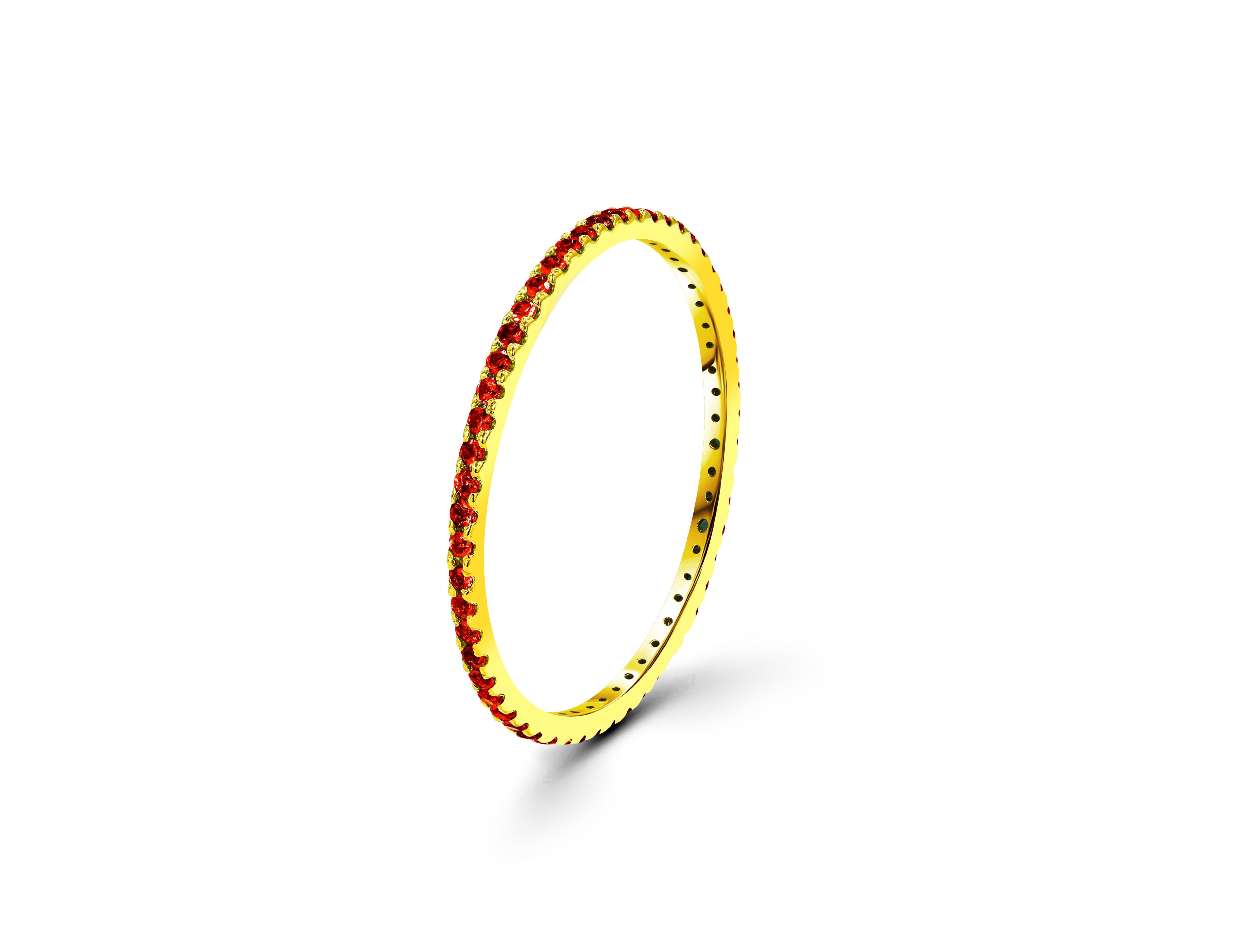 For Sale:  18K Eternity Ring Natural Ruby Full Eternity Band Ring Stacking Everyday Ring 4