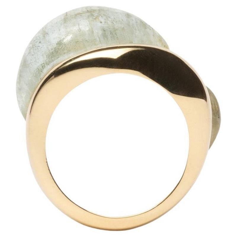 18k Ethical Yellow and Aquamarine SU Ring Large