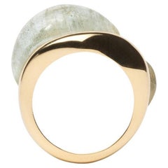 18k Ethical Yellow and Aquamarine SU Ring Large