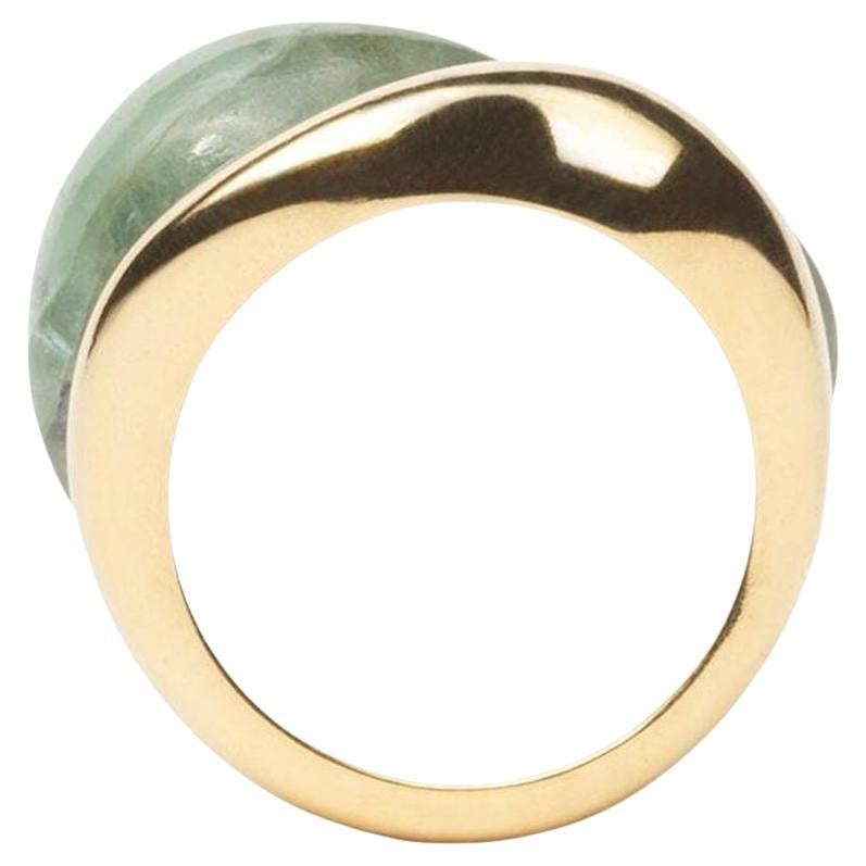 18k Ethical Yellow Gold and Aquamarine SU Ring