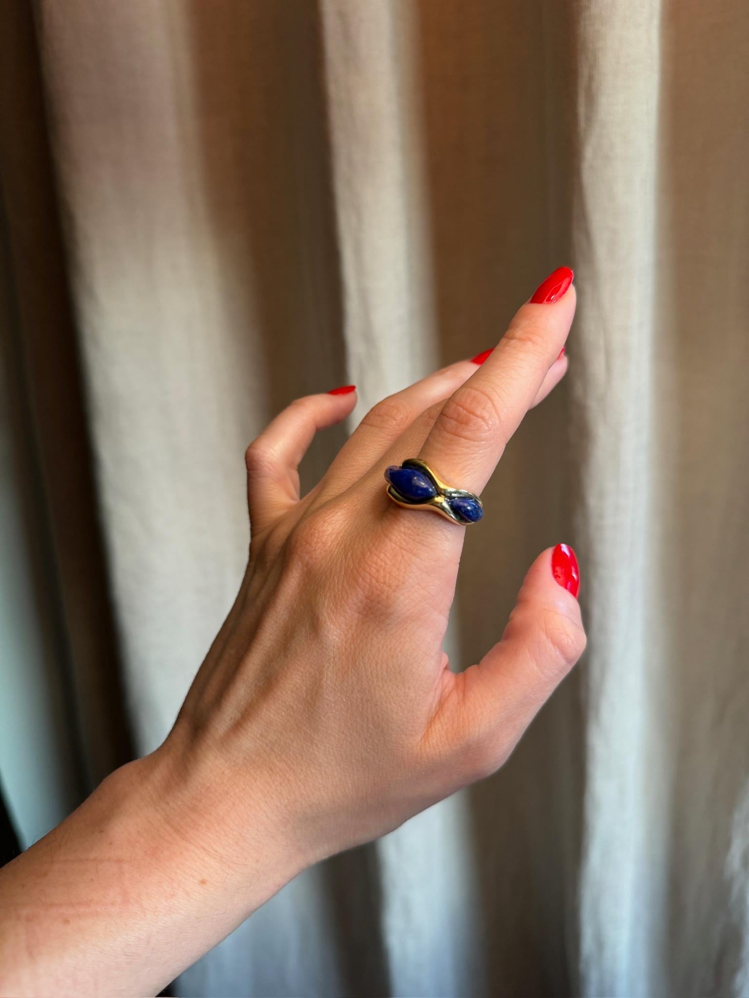 Bague éthique en or jaune 18 carats et aigue-marine SU Wave en vente 14