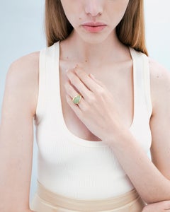 18k Ethical Yellow Gold and Aventurine SU Droplet Ring