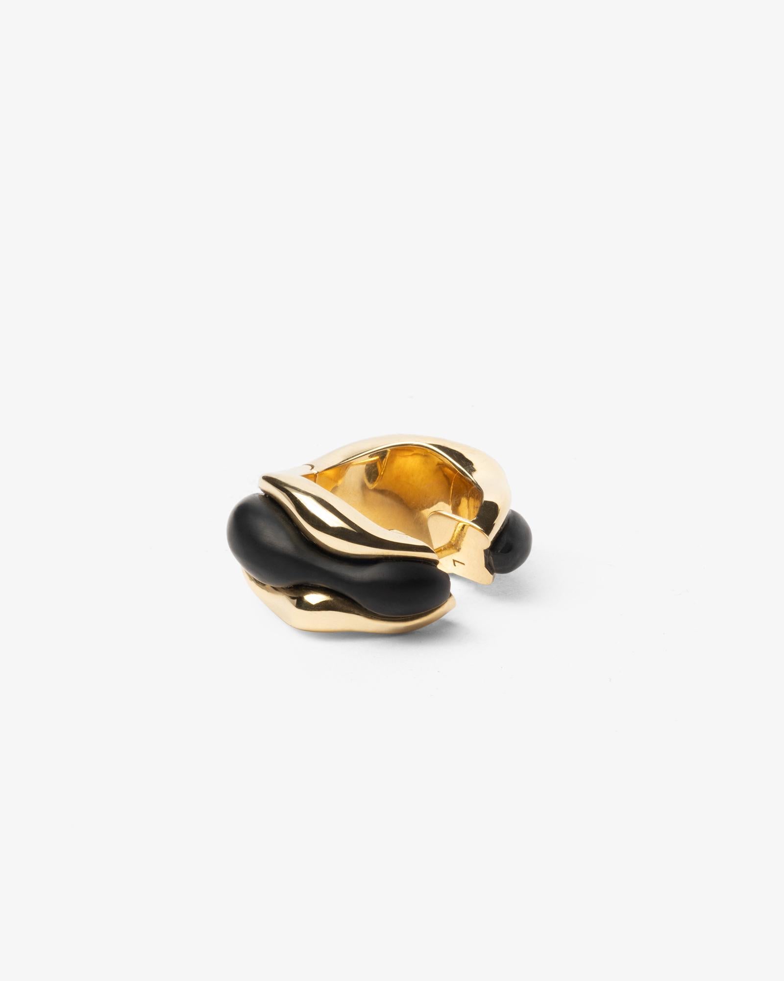 DILHAN cercles de vagues éthiques SU en or jaune 18 carats et onyx mat Neuf - En vente à London, GB