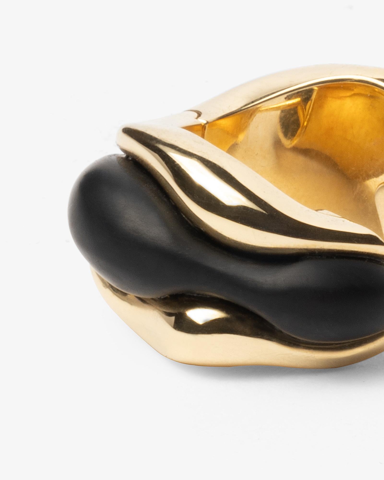DILHAN cercles de vagues éthiques SU en or jaune 18 carats et onyx mat Unisexe en vente
