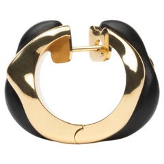 DILHAN 18k Ethical Yellow Gold and Matt Onyx SU Wave Hoops