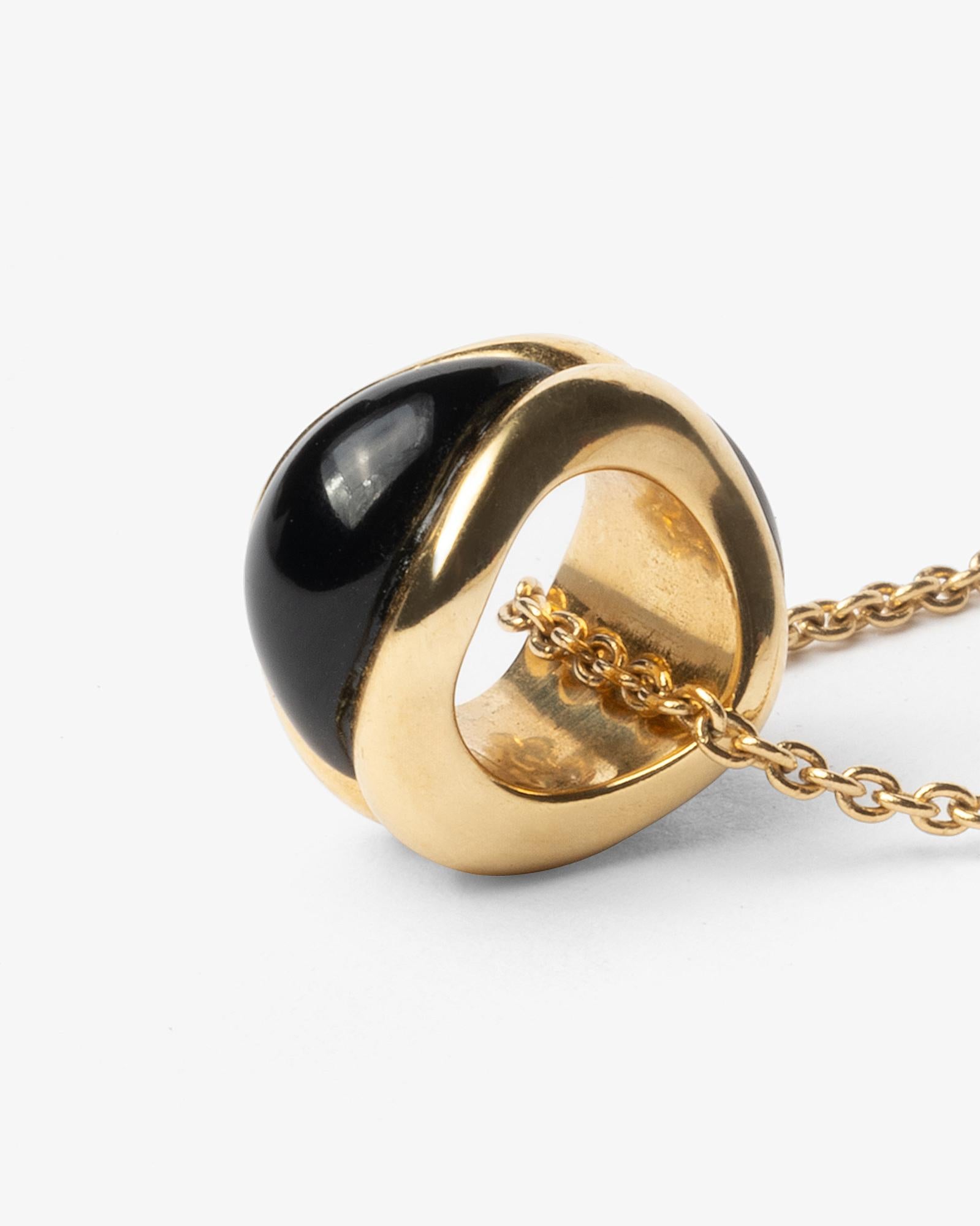 da uomo o donna DILHAN Oro giallo etico 18k e onice lucida in vendita