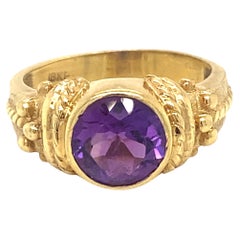 18k Etruscan Style Amethyst Ring