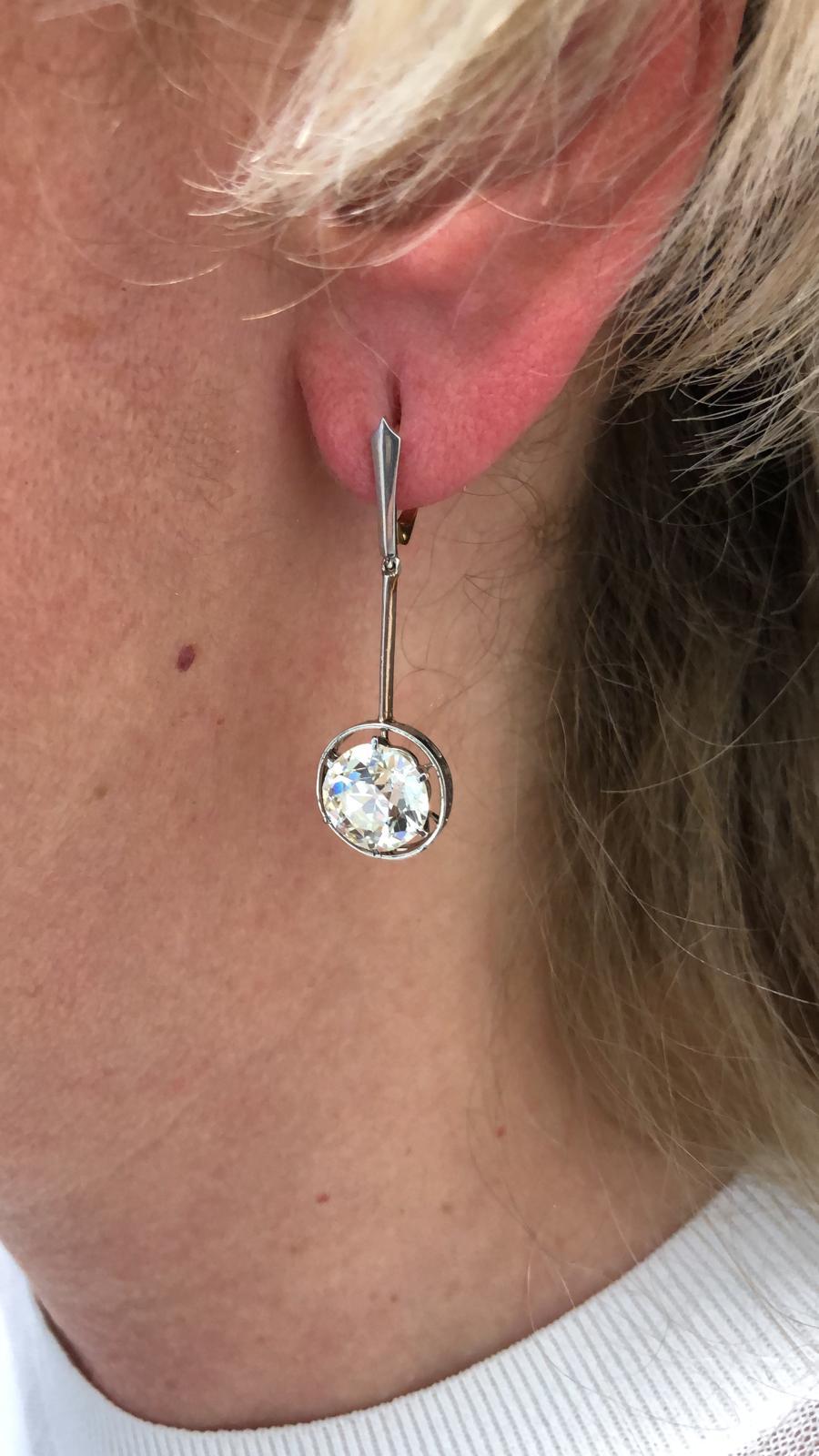 18k European-Cut Diamond Earrings In Good Condition For Sale In New York, NY