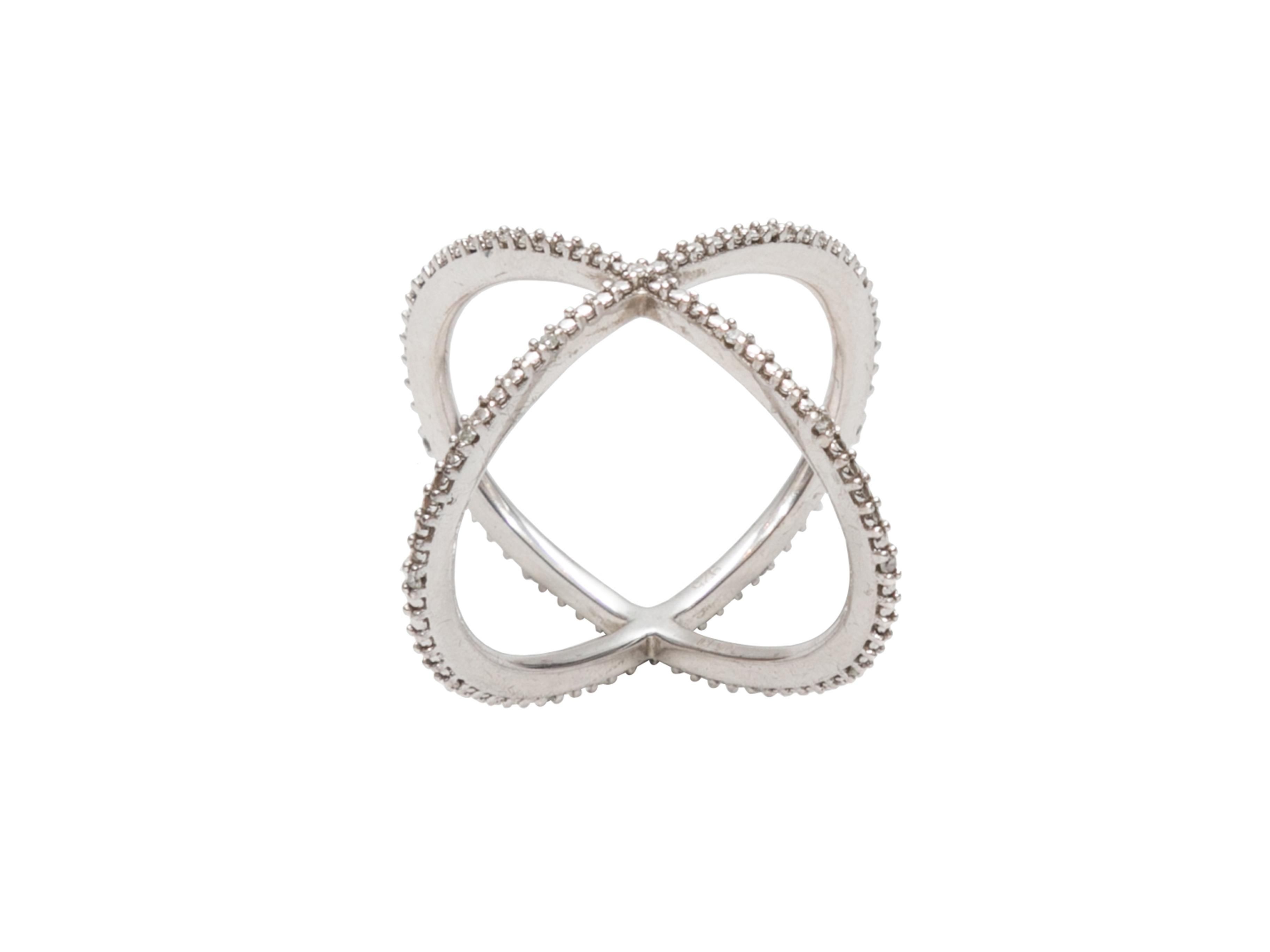 Eva Fehren Pave Diamond X Ring Size 6 In Good Condition For Sale In New York, NY