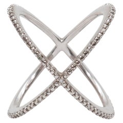 Eva Fehren Pave Diamond X Ring Size 6