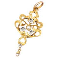 18k extraordinary Art Nouveau pendant - 18 karat solid gold - Floral Garland