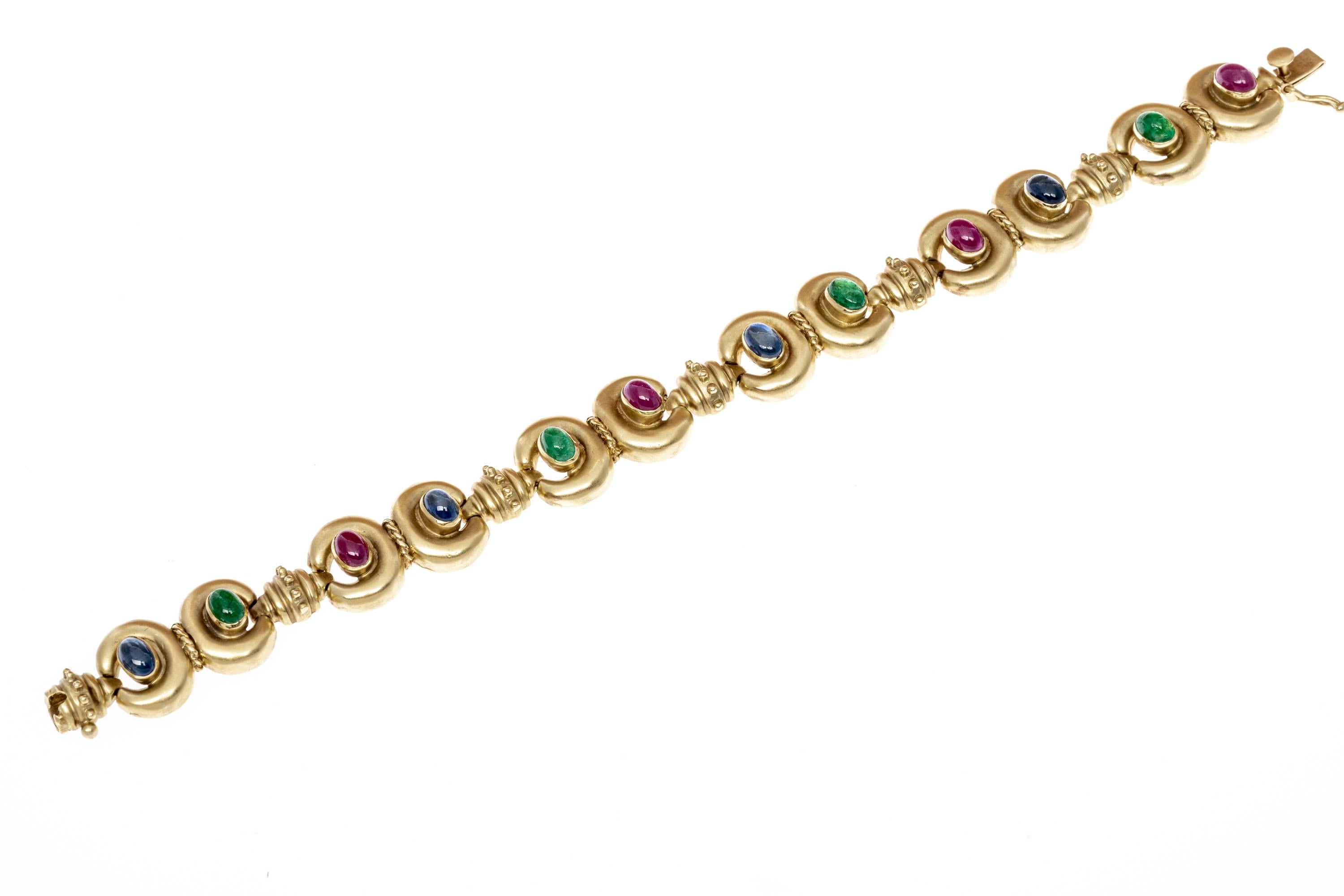 Women's 18k Fabulous Cabachon Ruby, Emerald and Sapphire Double 
