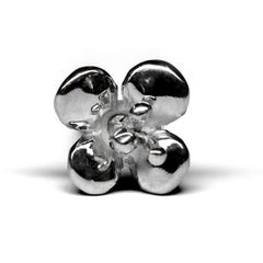 Or et argent ébénisés 18 carats, faits à la main, perçage de fleur n° 3
