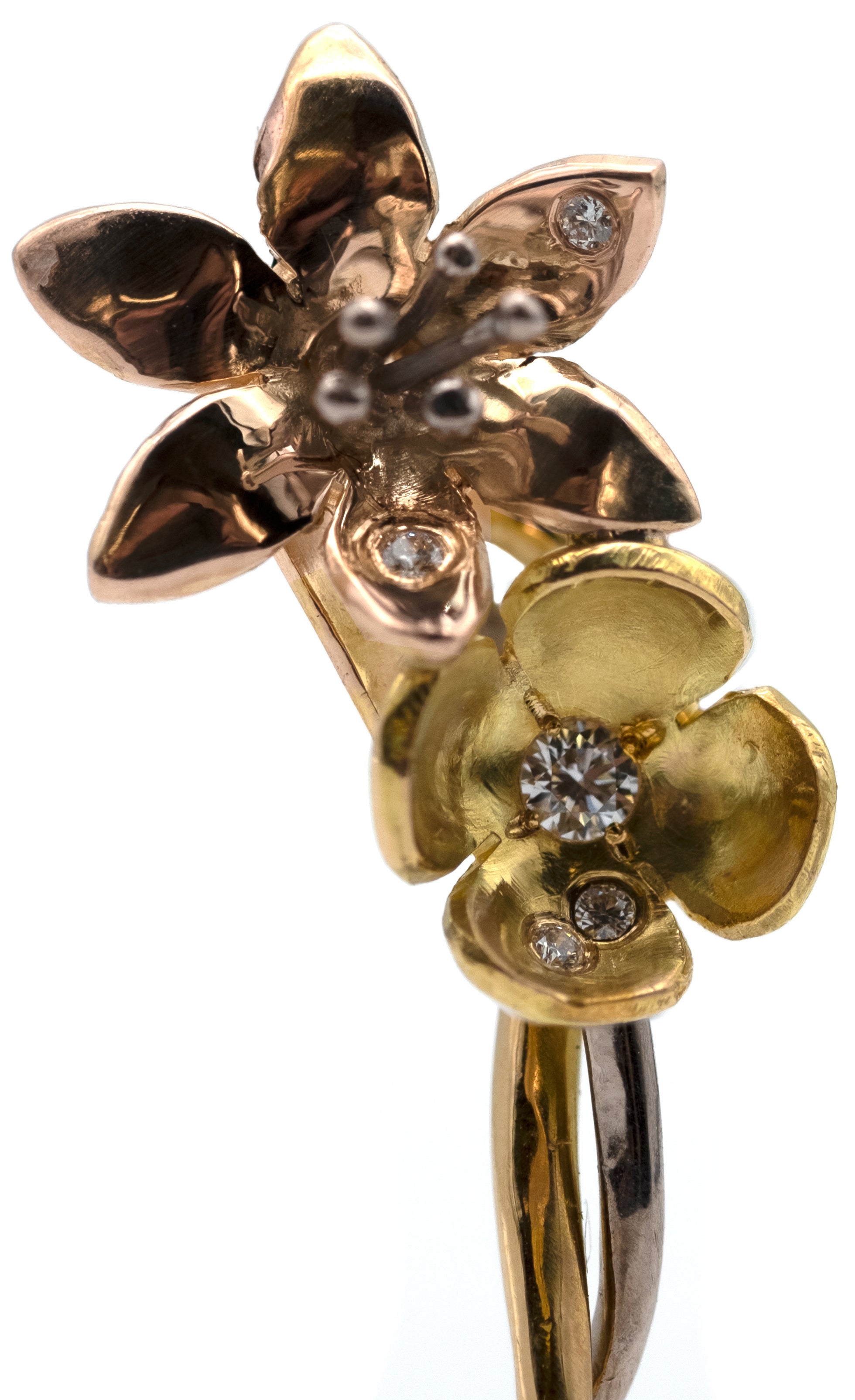 18K Fairmined Gold, Canadamark Diamonds, Handmade, Flower Earring #2