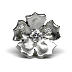 18K White Fairmined Gold, Canadamark Diamonds, Handmade, Flower Piercing #5