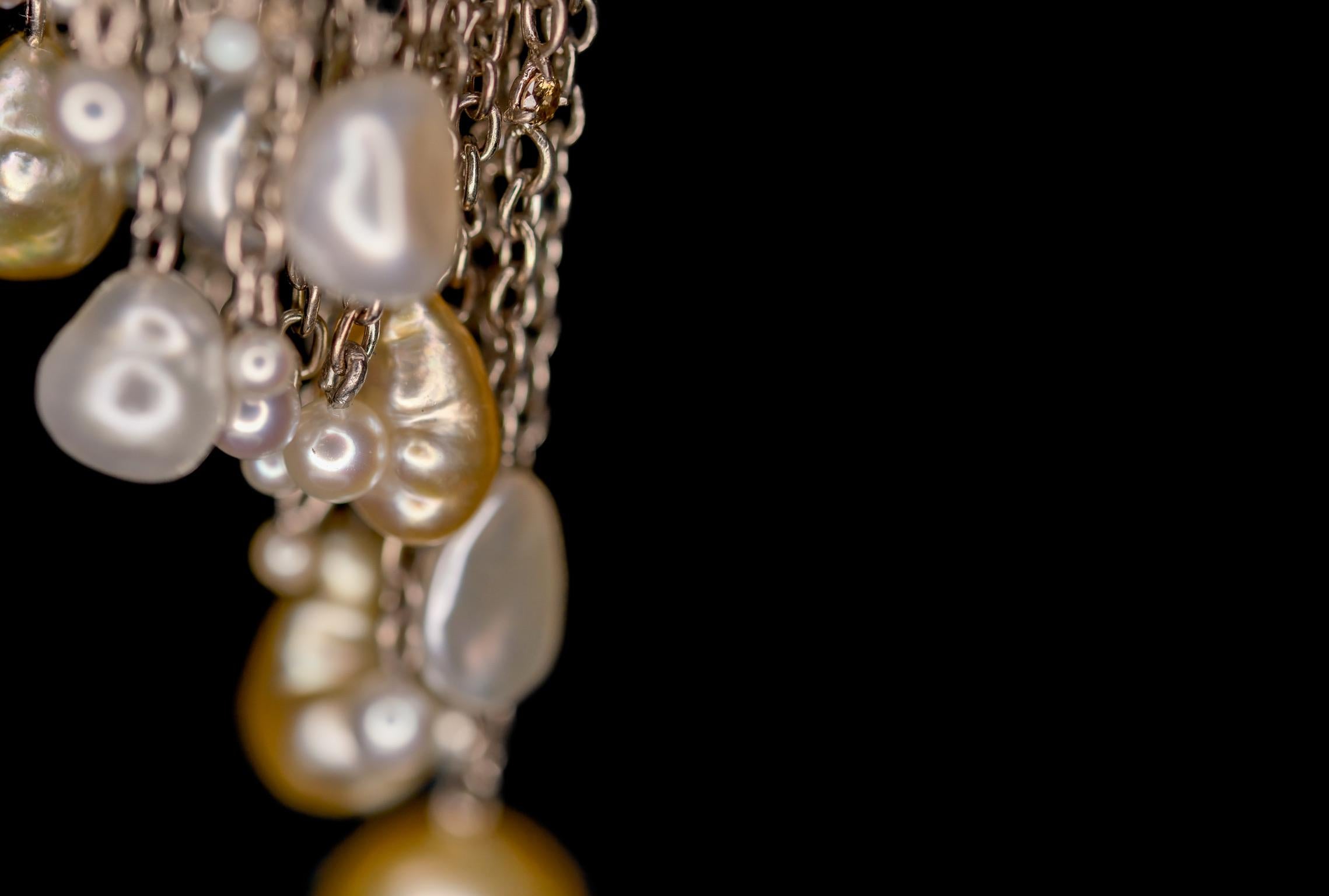 18K Fairmined Gold, Sustainable Pearls, 1.67ct Ocean Diamonds, “medusa” Earrings For Sale 6
