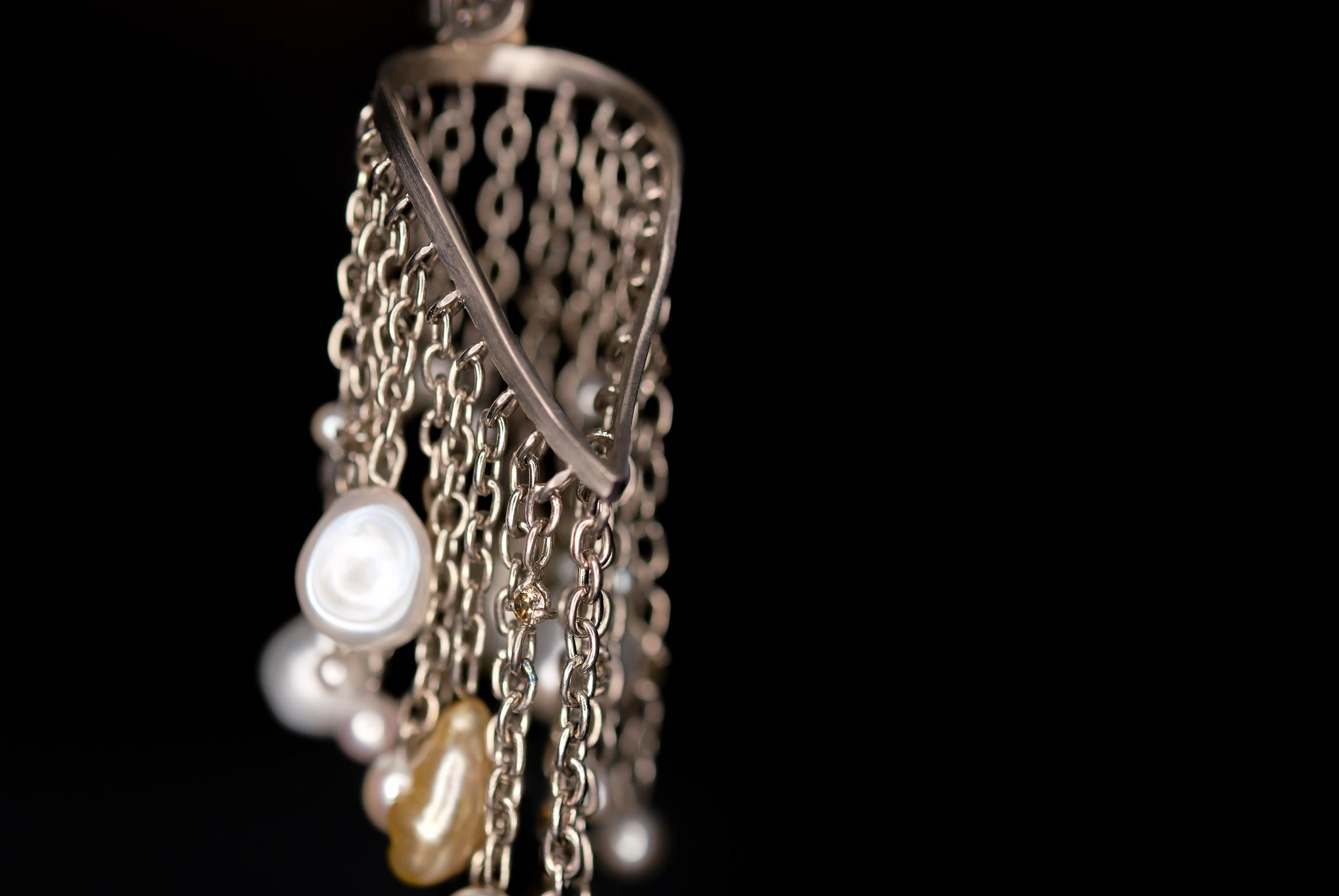 18K Fairmined Gold, Sustainable Pearls, 1.67ct Ocean Diamonds, “medusa” Earrings For Sale 8