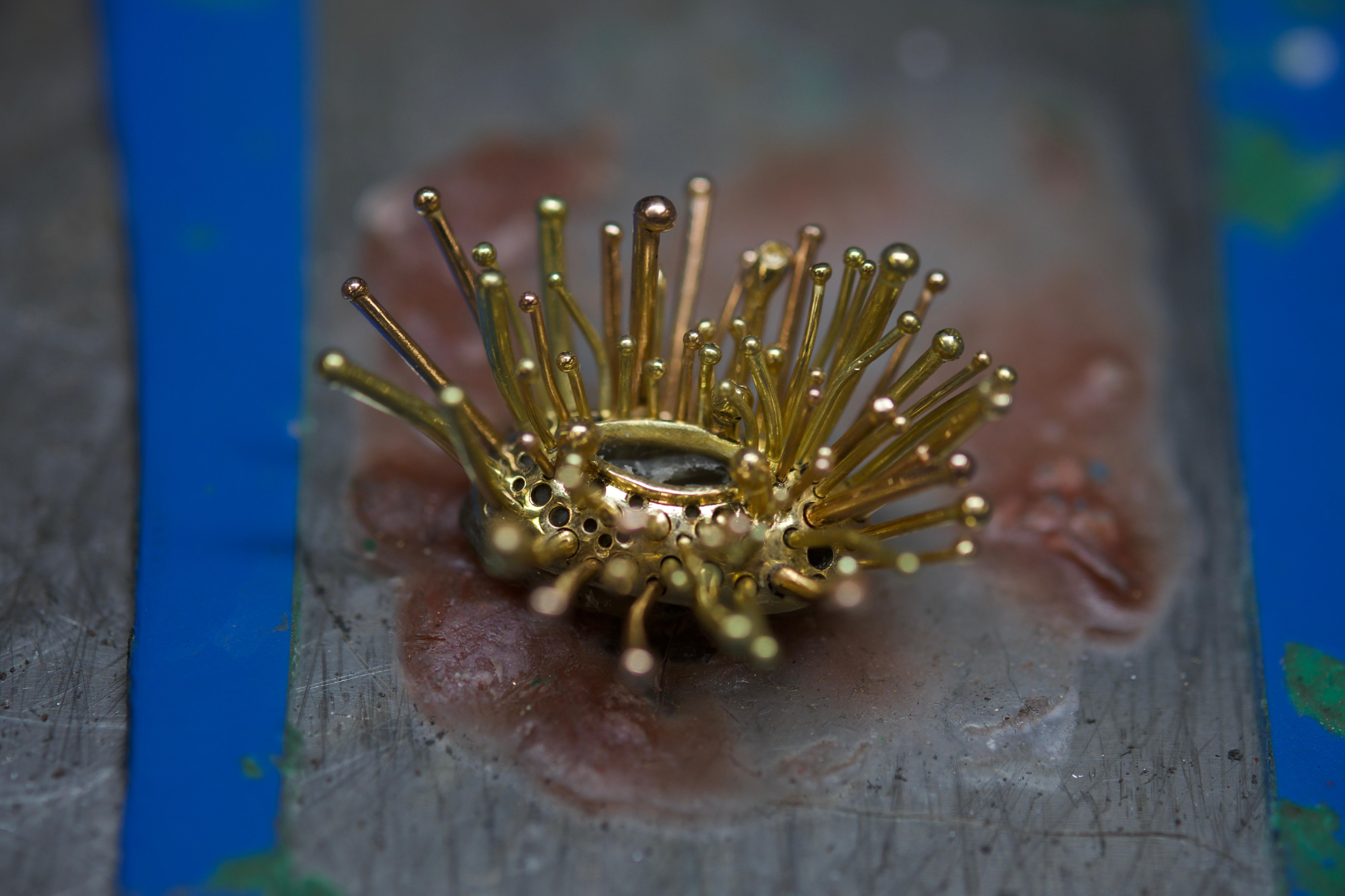 18K Fairmined Gold, Traceable and Untreated Sapphires, Water Anemone Earrings For Sale 1