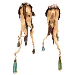 18K Fairmined Gold, Traceable and Untreated Tourmalines, Dead Flower Earrings