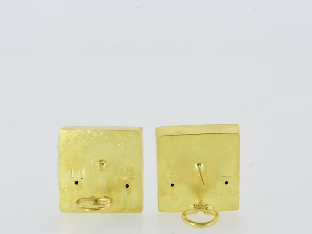 18K & Fancy Colored Diamond Vintage Modernist Earrings, Erich Zimmerman, c 2000 For Sale 3