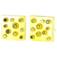 18K & Fancy Colored Diamond Vintage Modernistische Ohrringe, Erich Zimmerman, ca. 2000