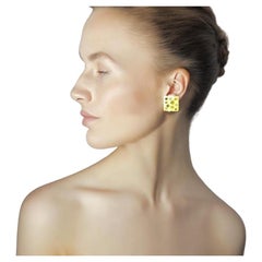 Pendientes modernistas vintage de 18 quilates y diamantes de colores fantasía, Erich Zimmerman, c 2000