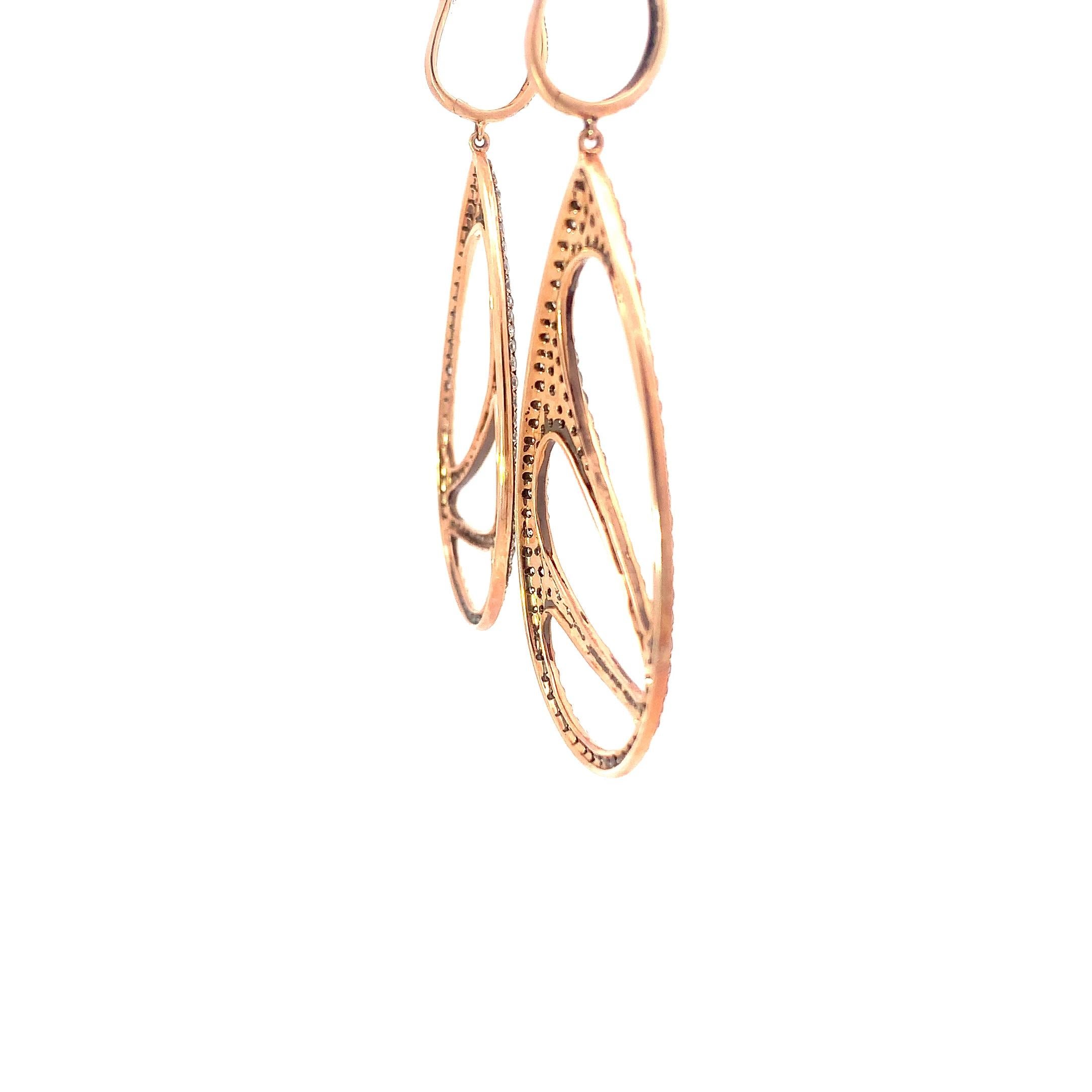 18K Fancy Earrings with Brown Diamonds In New Condition For Sale In ประเวศ, TH