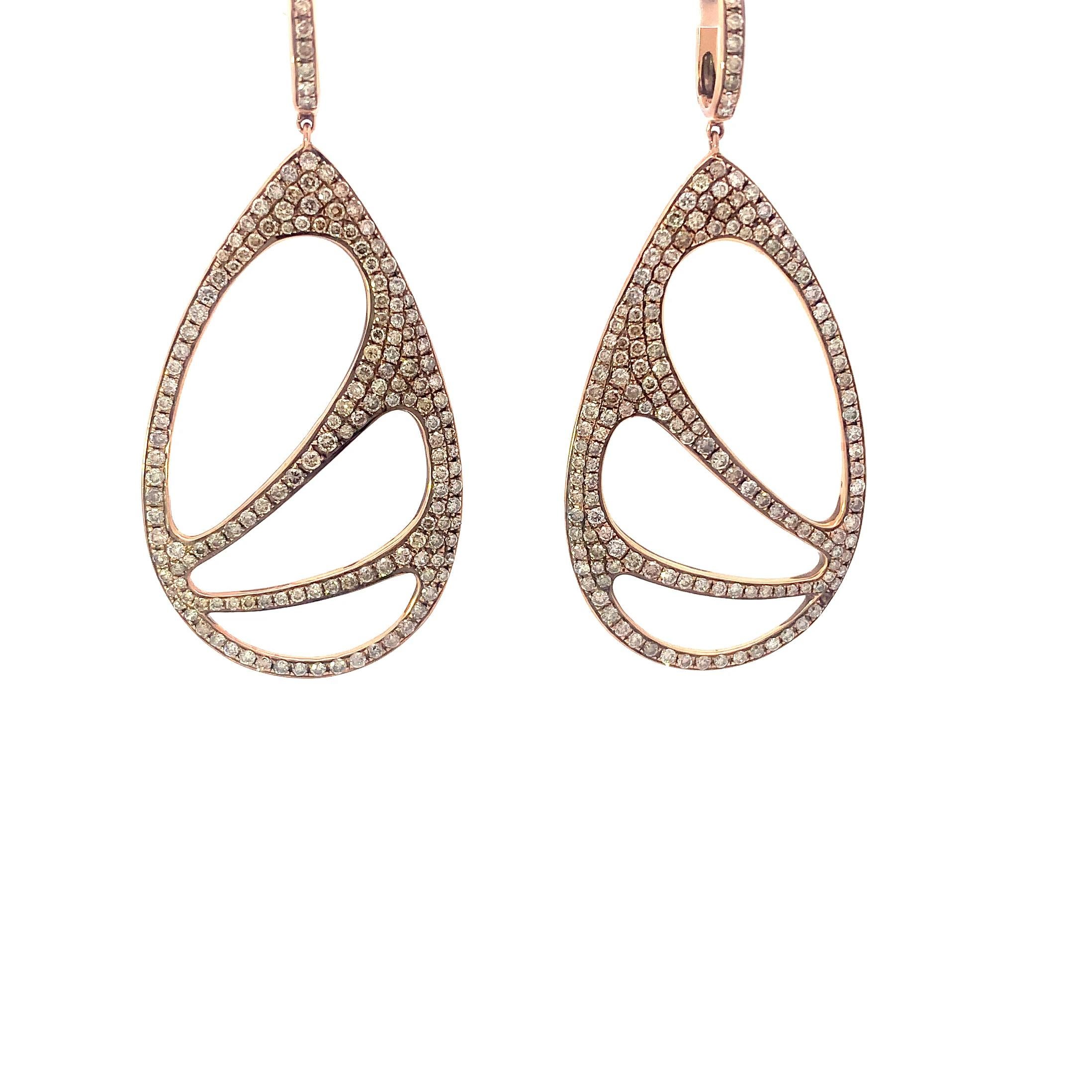 18K Fancy Ohrringe mit braunen Diamanten