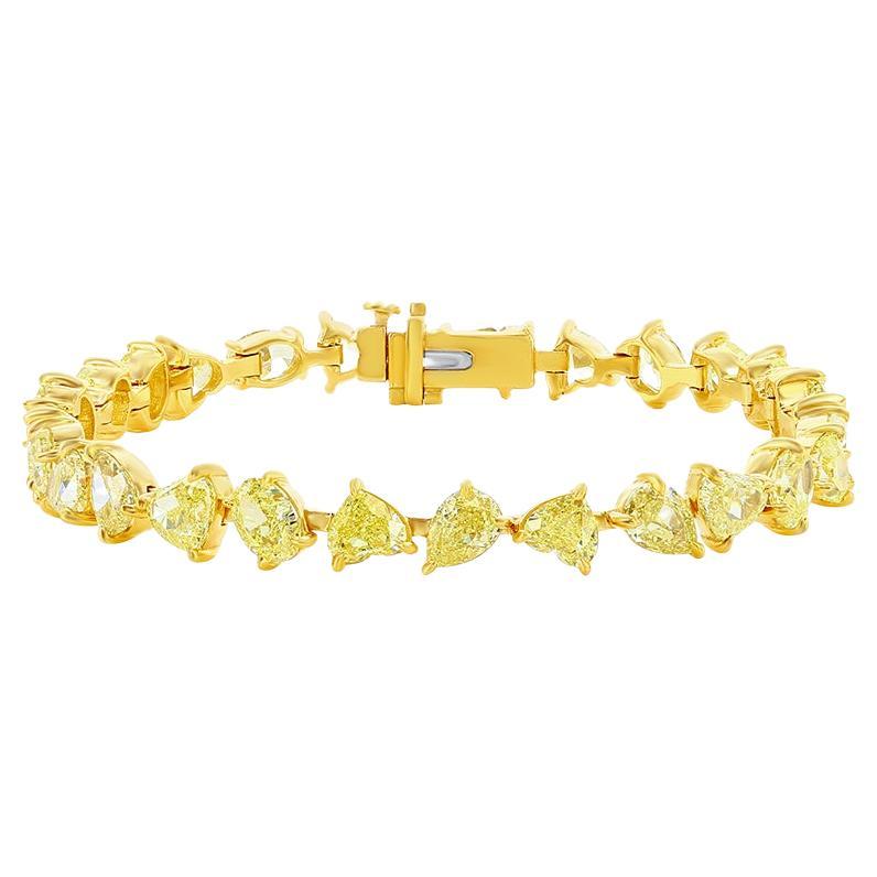 18K Fancy Yellow Diamond Tennis Bracelet 15 Carats For Sale
