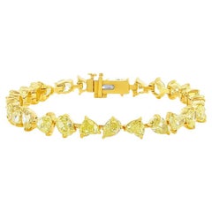 18K Fancy Yellow Diamond Tennis Bracelet 15 Carats