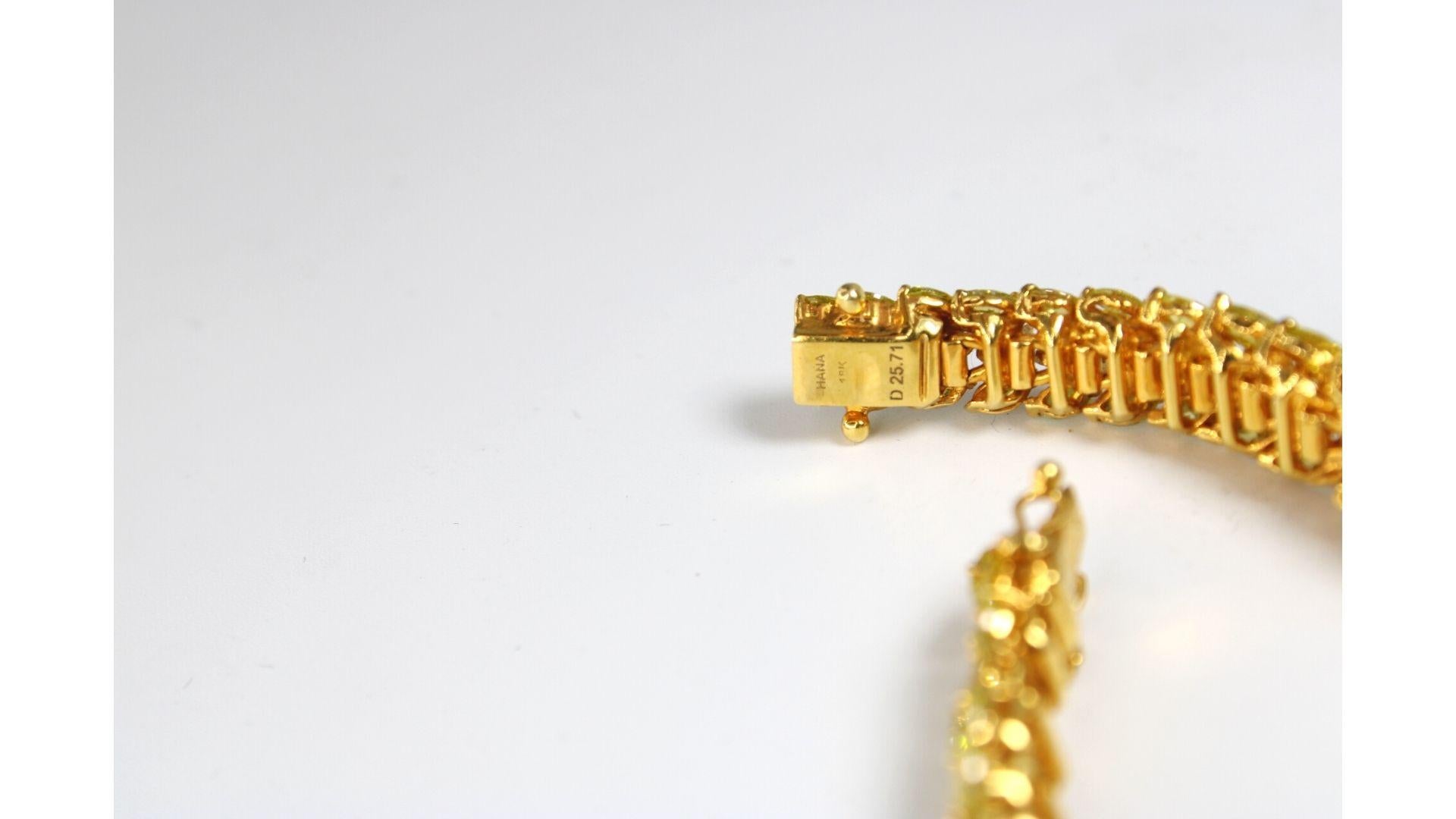 Women's 18K Fancy Yellow Diamonds Gold Bracelet Leaf Shaped For Sale