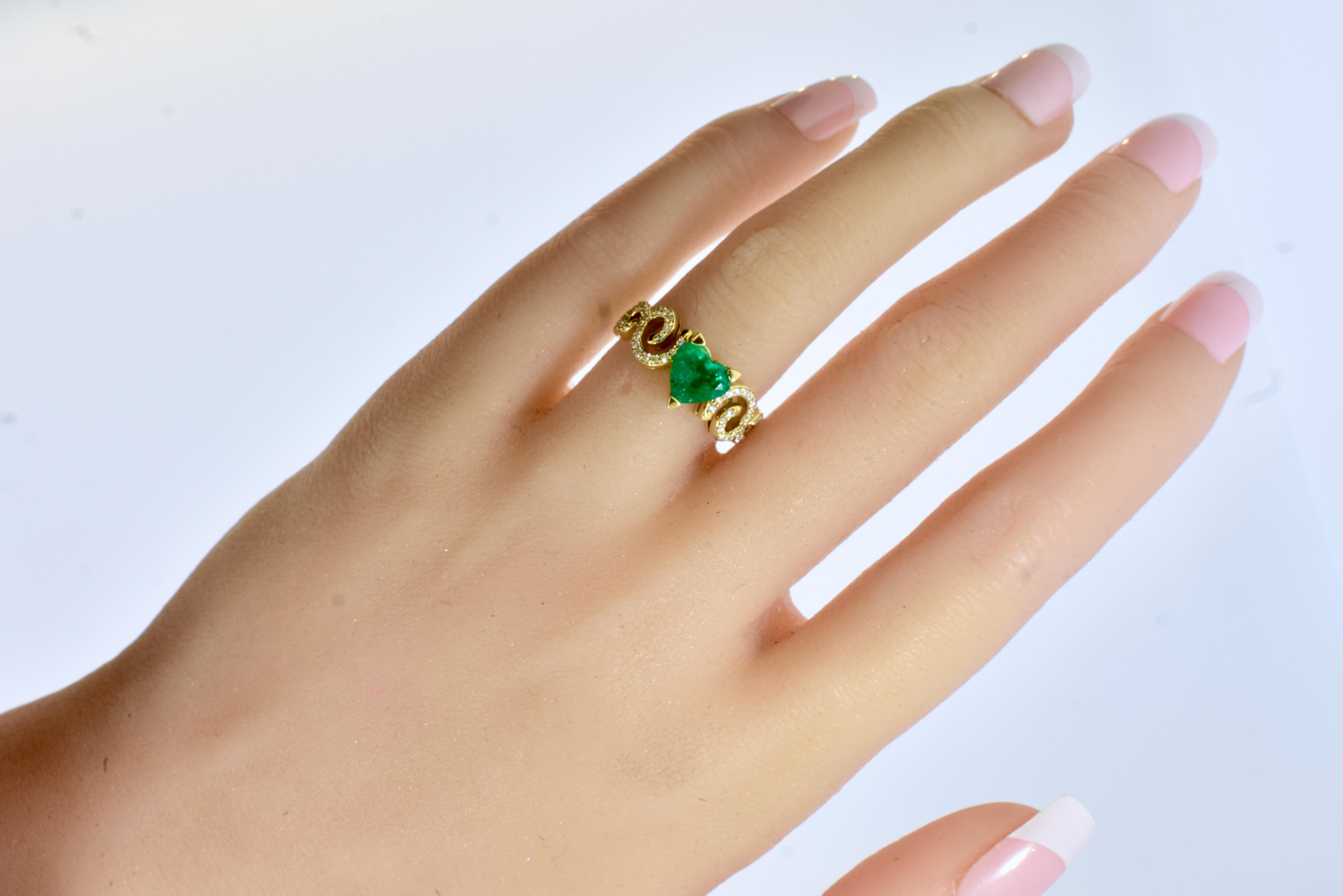18k & Fein Smaragd und Diamant Contemporary Ring (Zeitgenössisch)